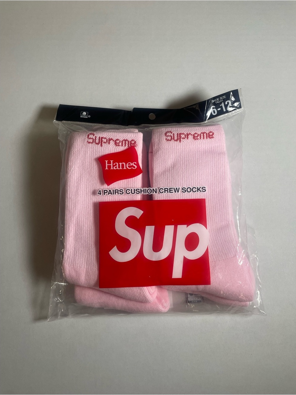 Hanes x Supreme Pink Cushion Crew Socks - Pack
